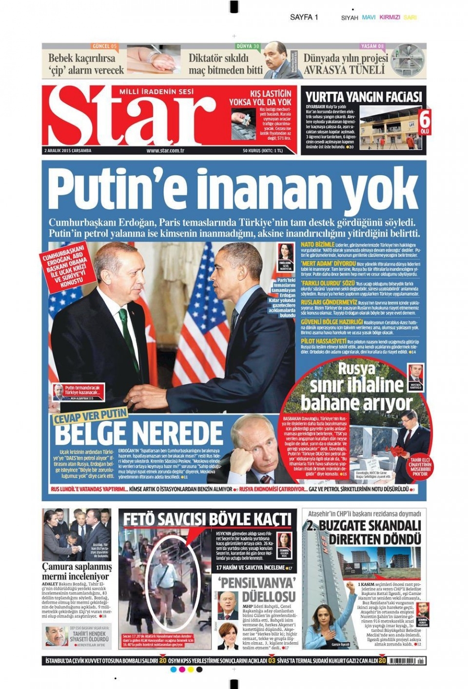 2 Aralık 2015 gazete manşetleri 47