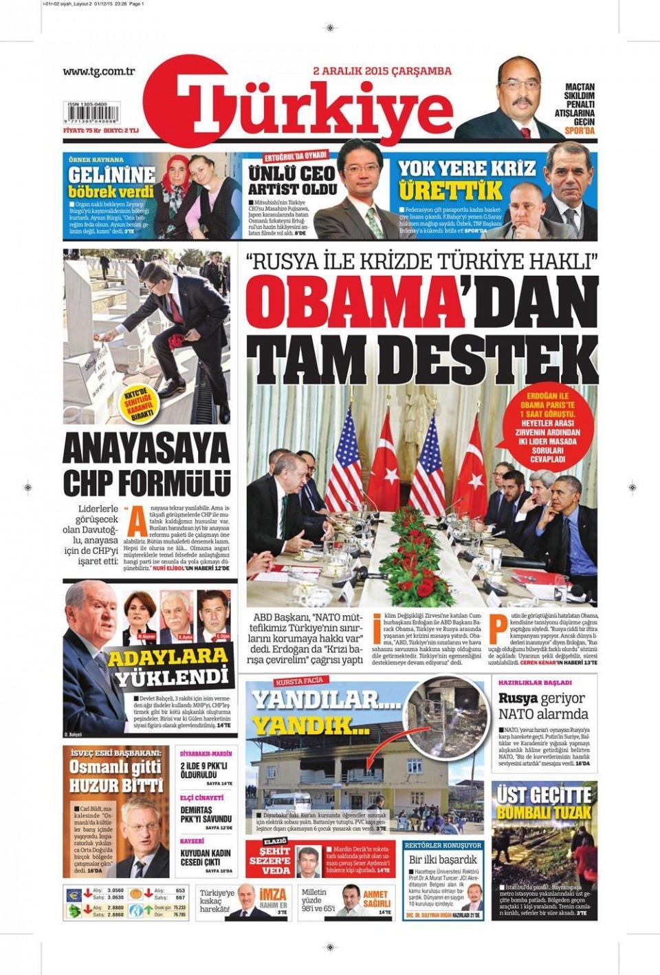 2 Aralık 2015 gazete manşetleri 50