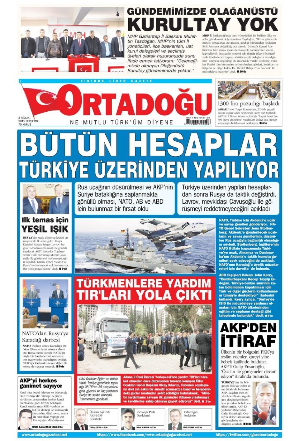 3 Aralık 2015 gazete manşetleri 12