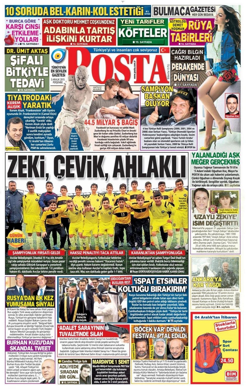 3 Aralık 2015 gazete manşetleri 13