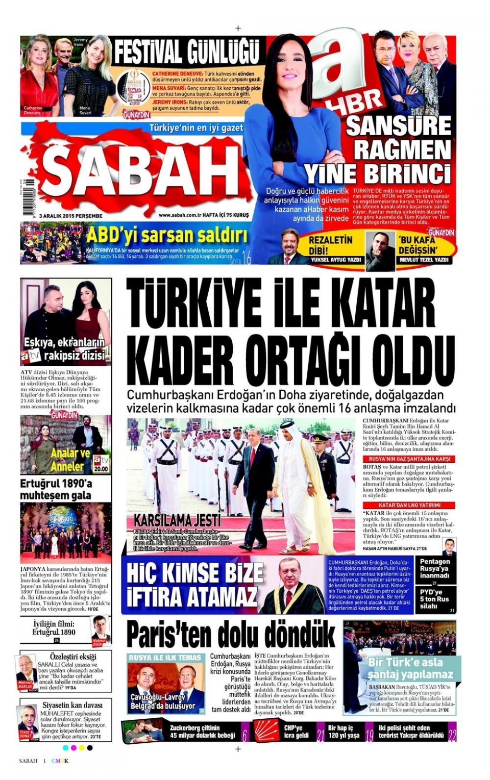 3 Aralık 2015 gazete manşetleri 14