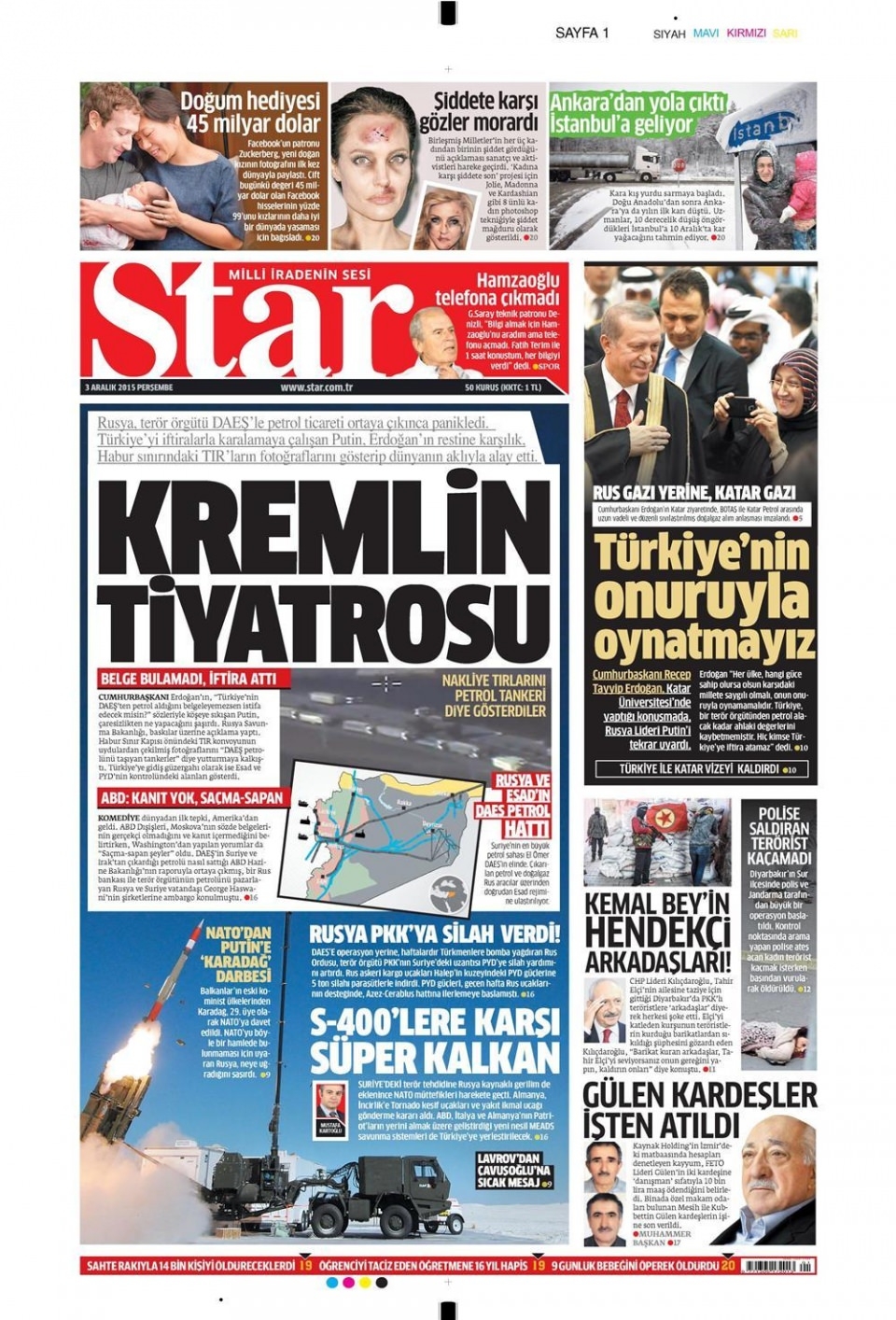 3 Aralık 2015 gazete manşetleri 17