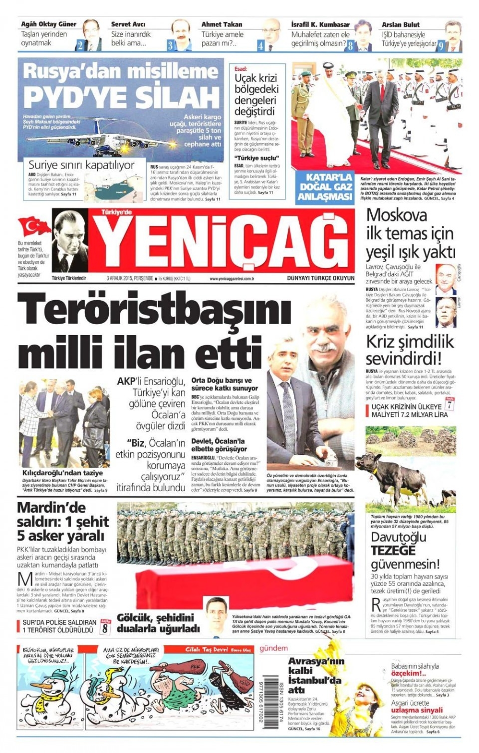 3 Aralık 2015 gazete manşetleri 25
