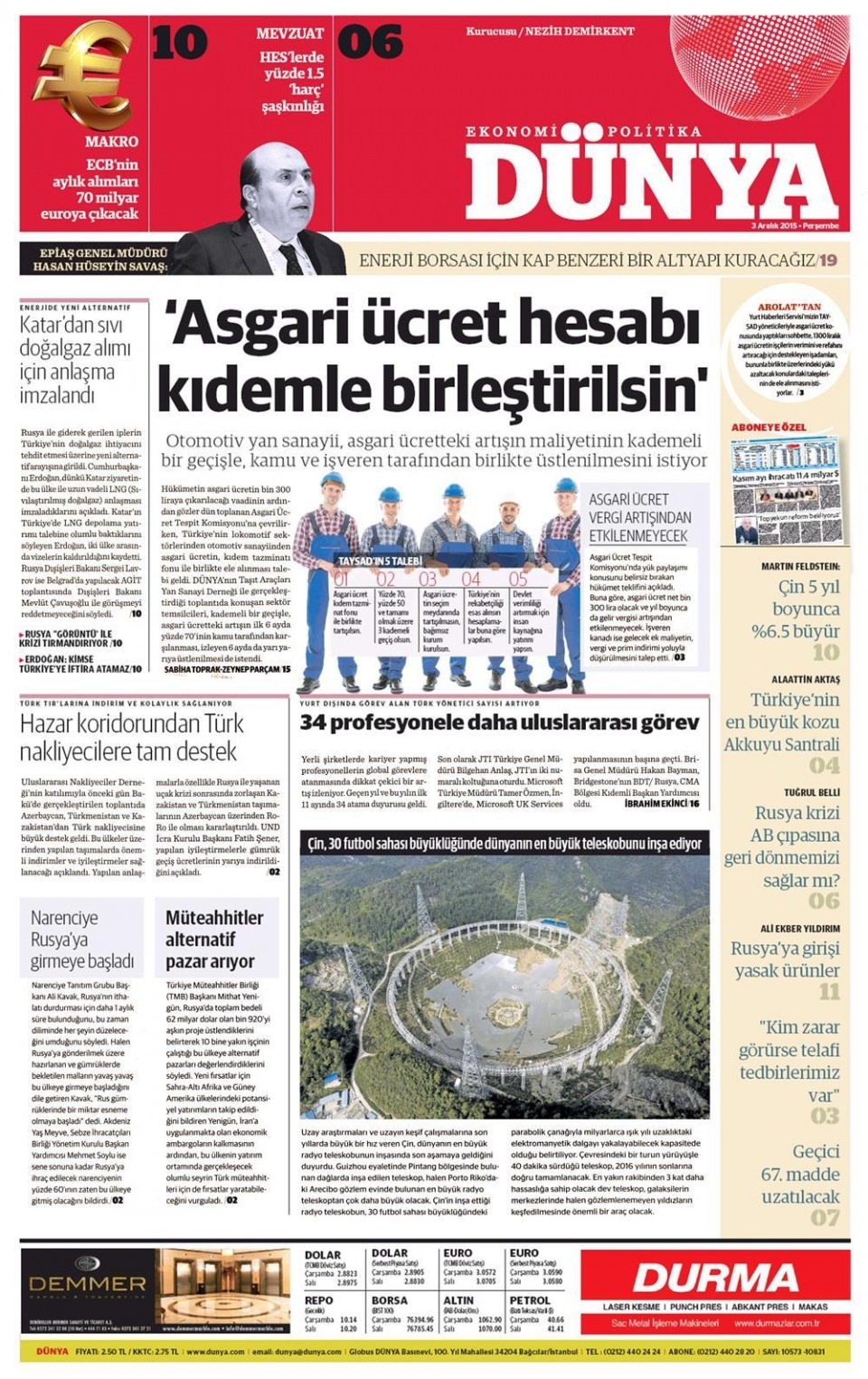 3 Aralık 2015 gazete manşetleri 29