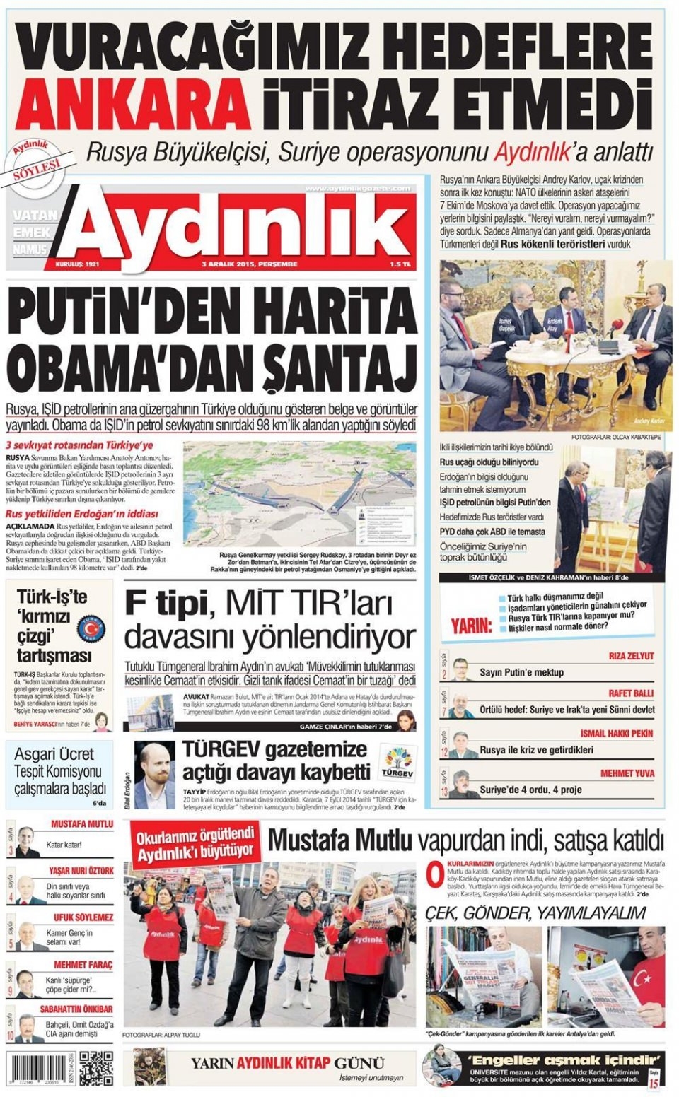 3 Aralık 2015 gazete manşetleri 31