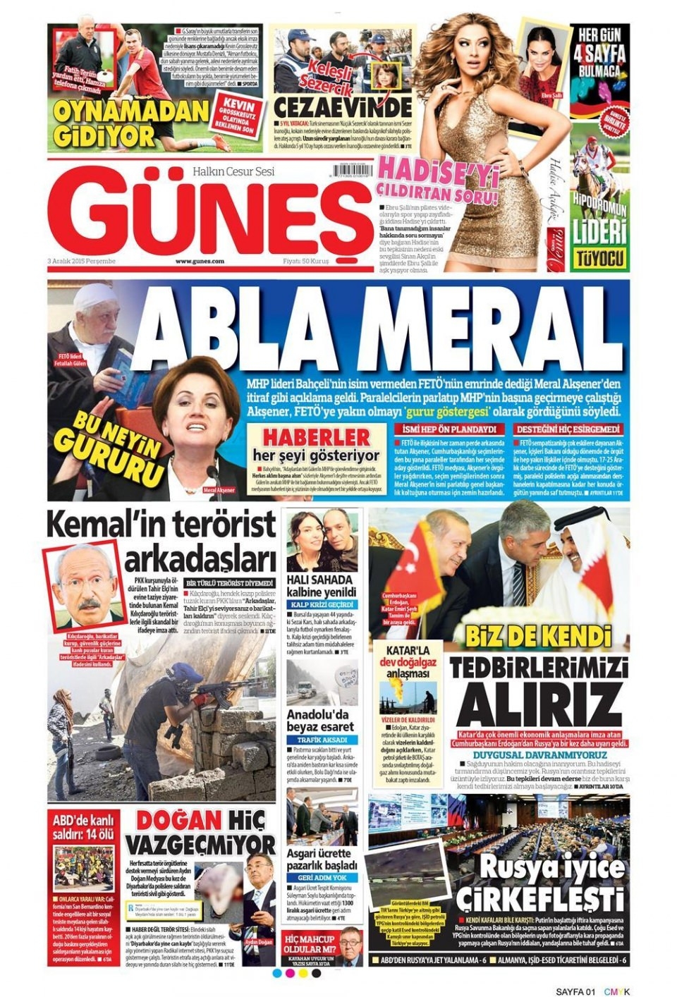3 Aralık 2015 gazete manşetleri 5