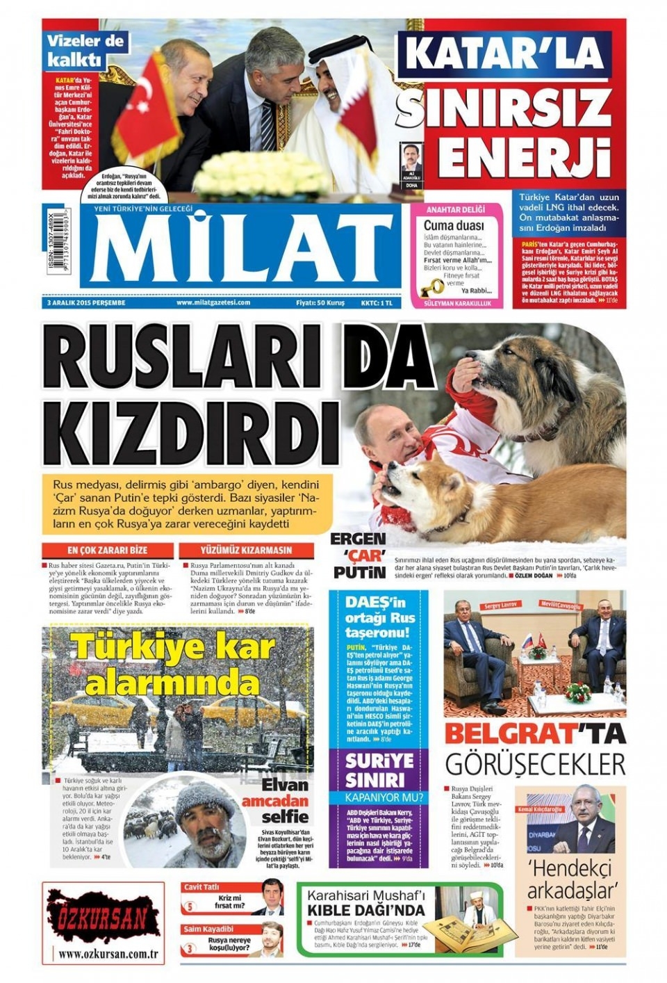 3 Aralık 2015 gazete manşetleri 8