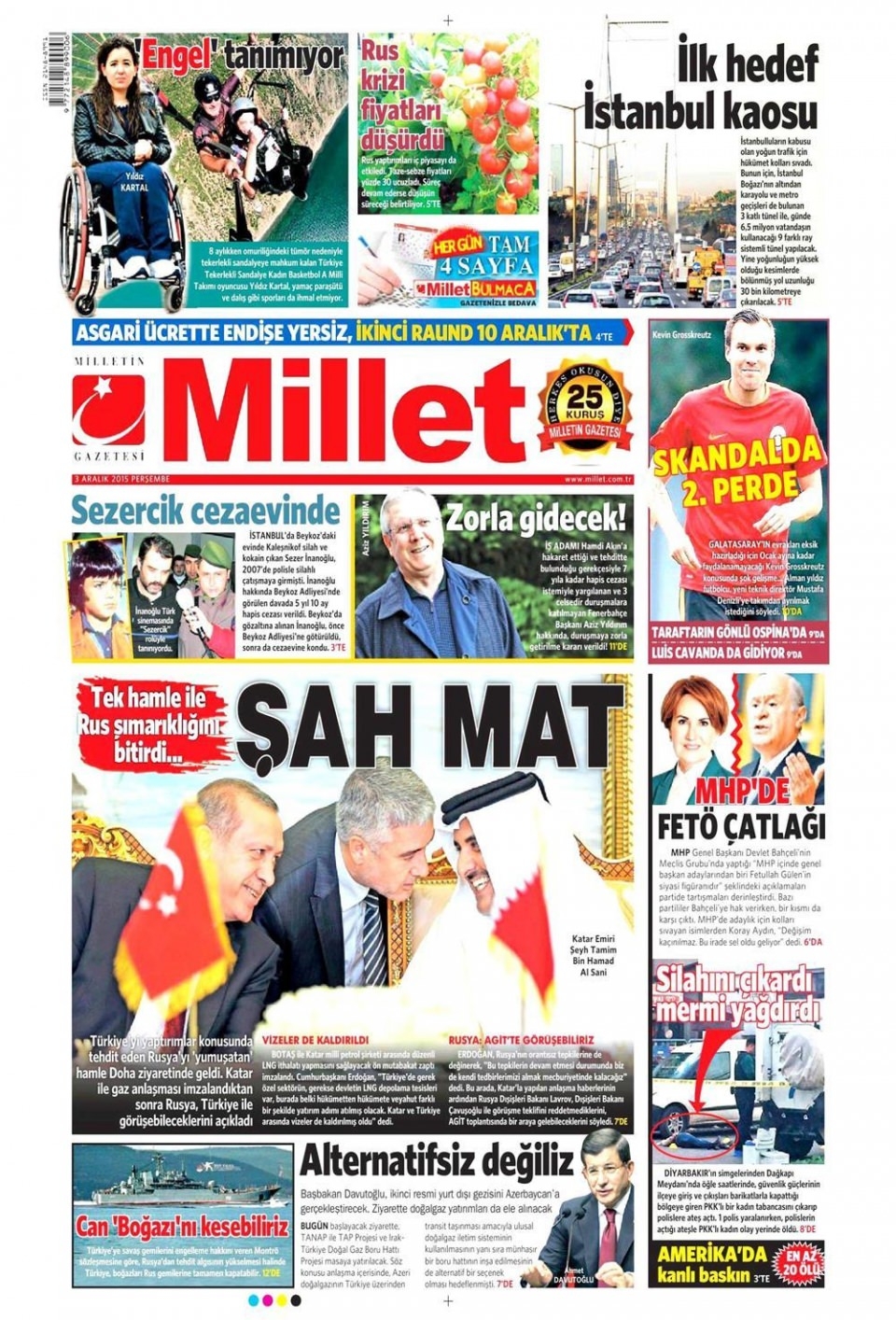 3 Aralık 2015 gazete manşetleri 9