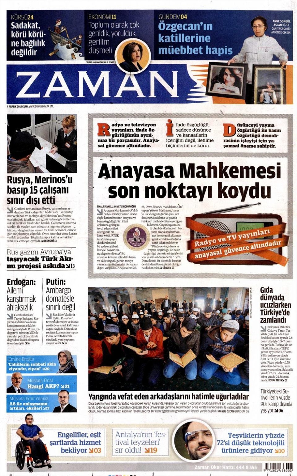 4 Aralık 2015 gazete manşetleri 24