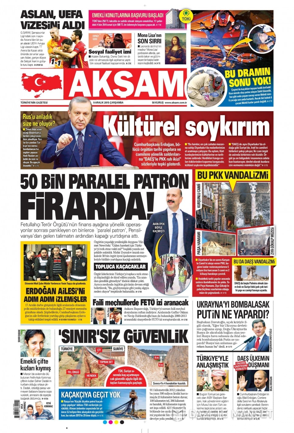 9 Aralık 2015 gazete manşetleri 1