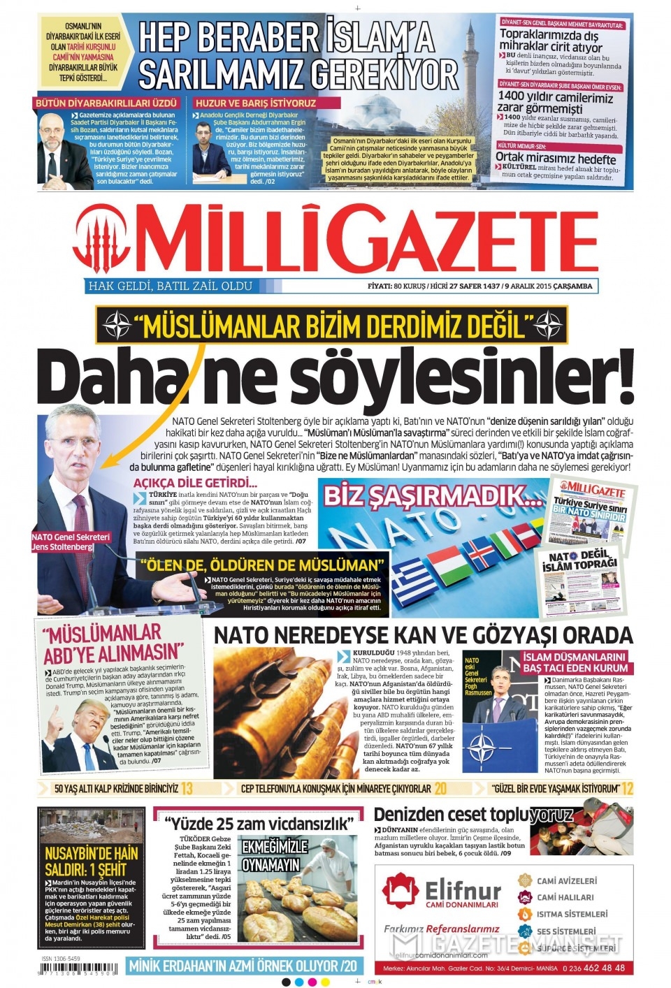 9 Aralık 2015 gazete manşetleri 10