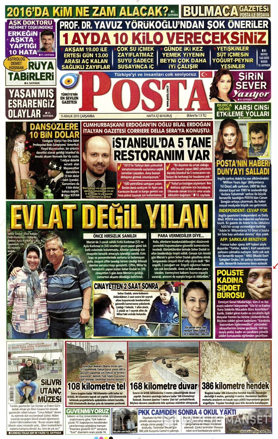 9 Aralık 2015 gazete manşetleri 14