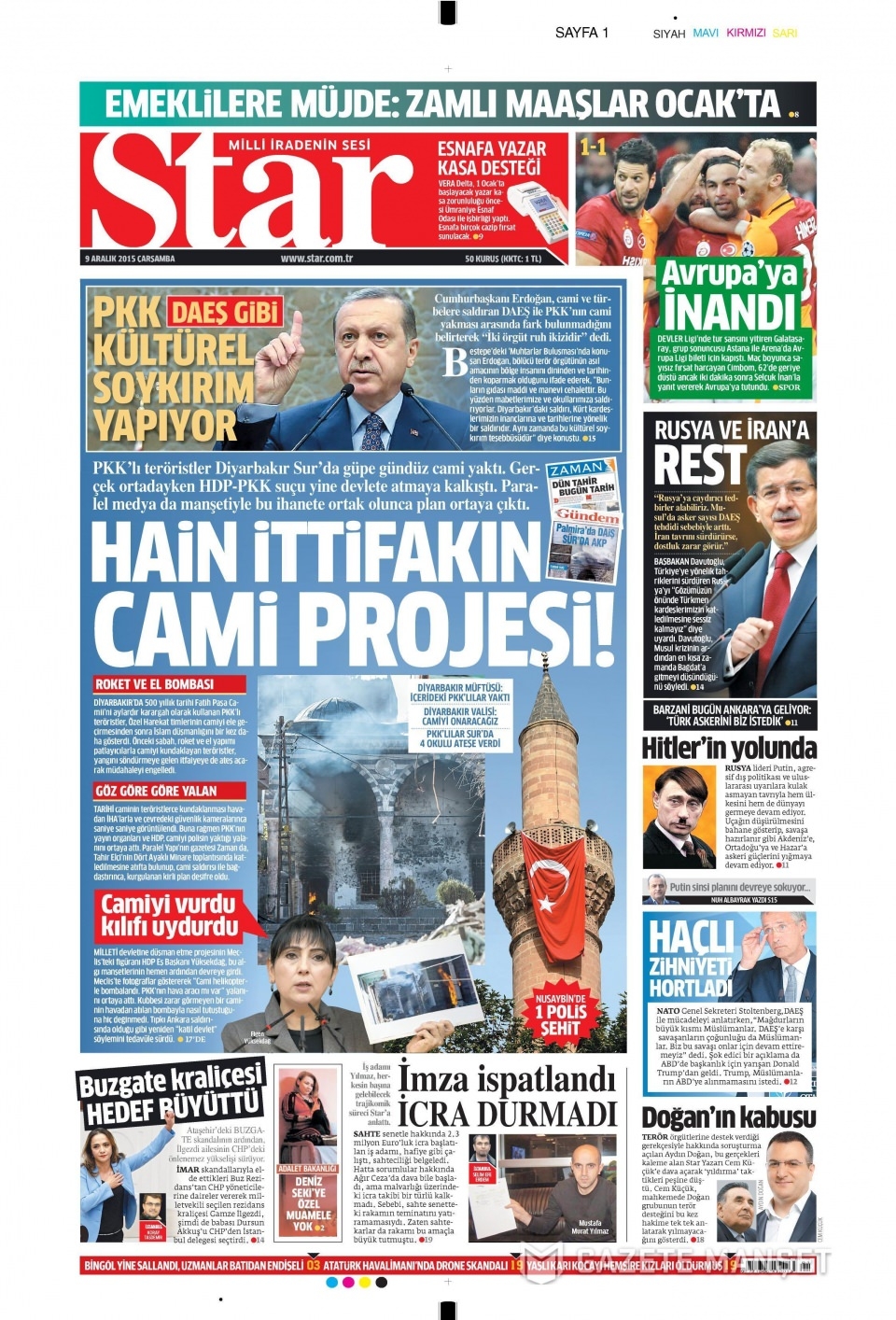 9 Aralık 2015 gazete manşetleri 18