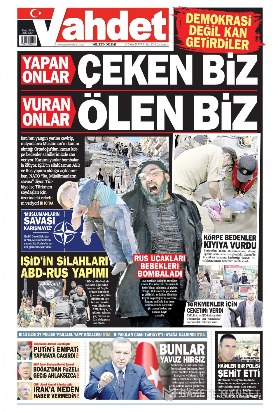 9 Aralık 2015 gazete manşetleri 22