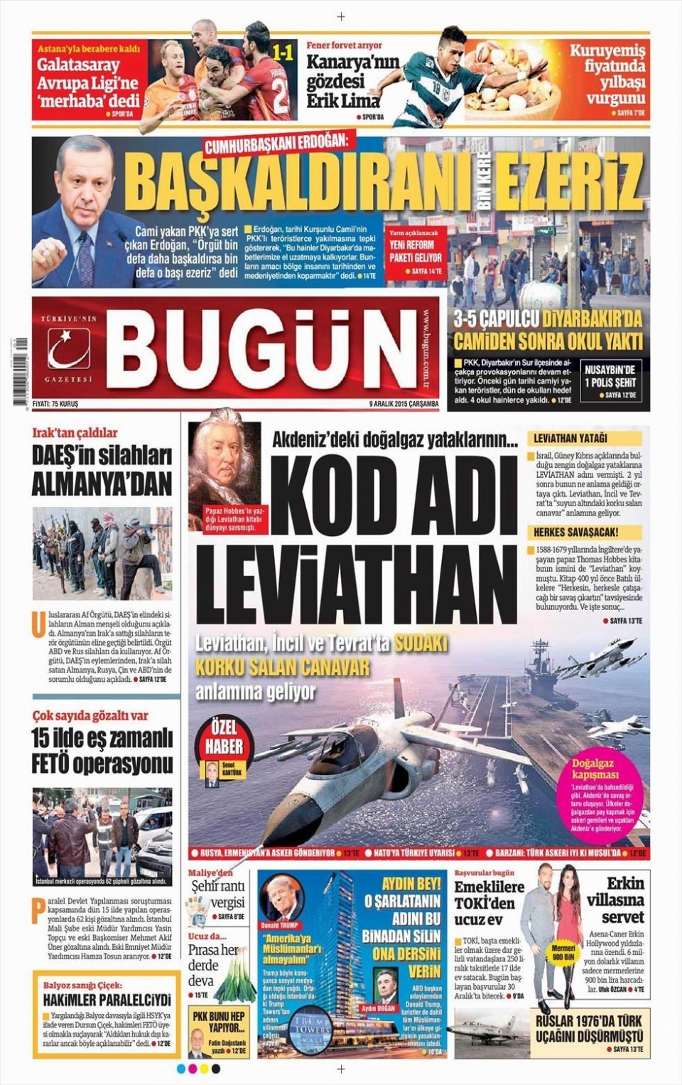 9 Aralık 2015 gazete manşetleri 30