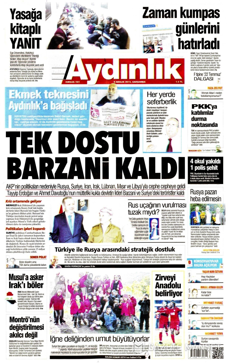 9 Aralık 2015 gazete manşetleri 32