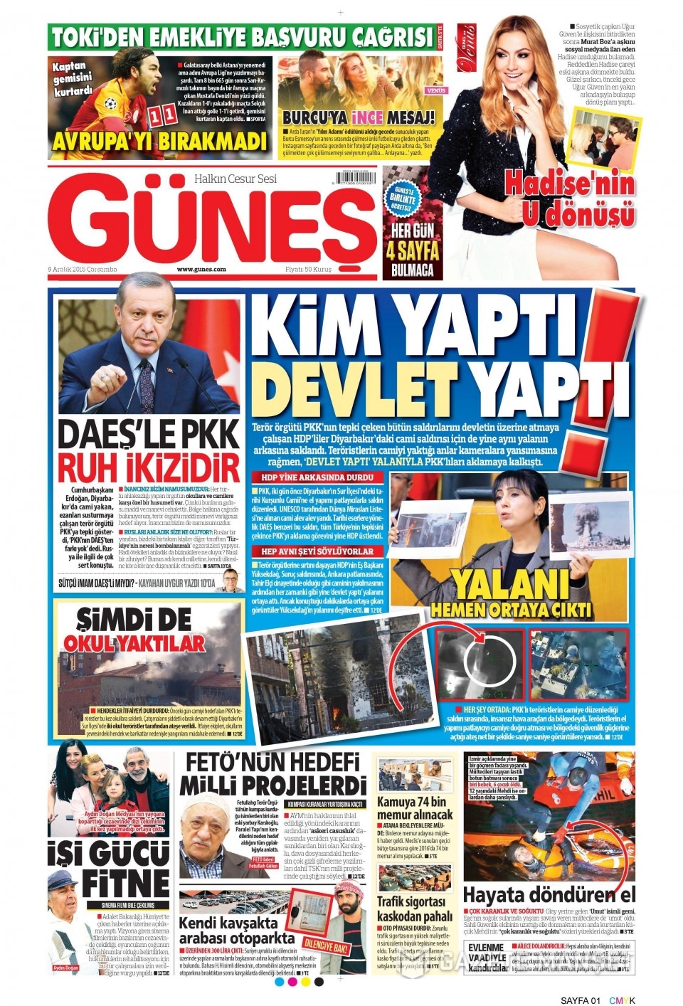 9 Aralık 2015 gazete manşetleri 5