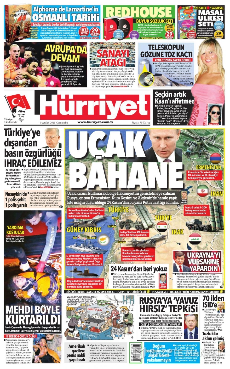 9 Aralık 2015 gazete manşetleri 7