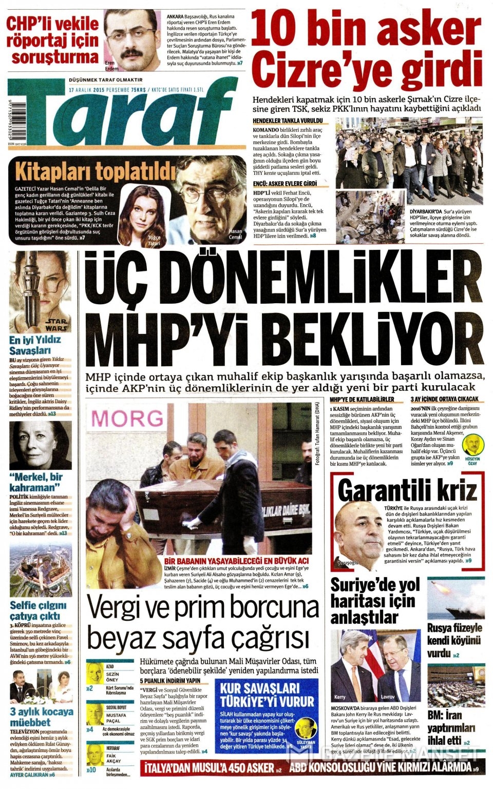 17 Aralık 2015 gazete manşetleri 18