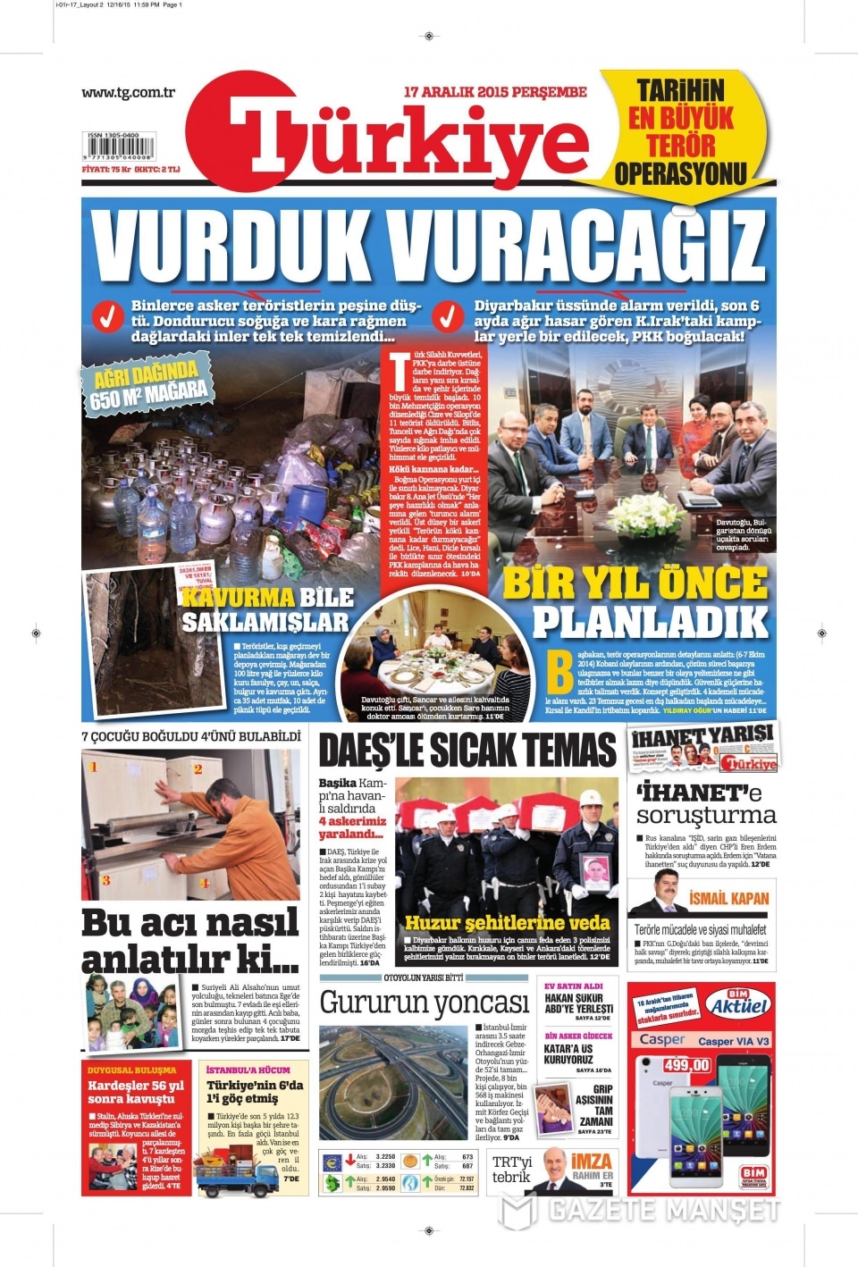 17 Aralık 2015 gazete manşetleri 19
