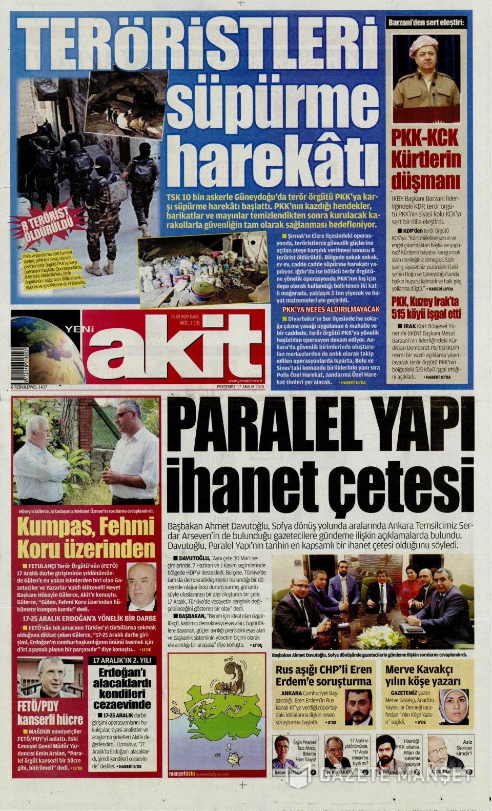 17 Aralık 2015 gazete manşetleri 21