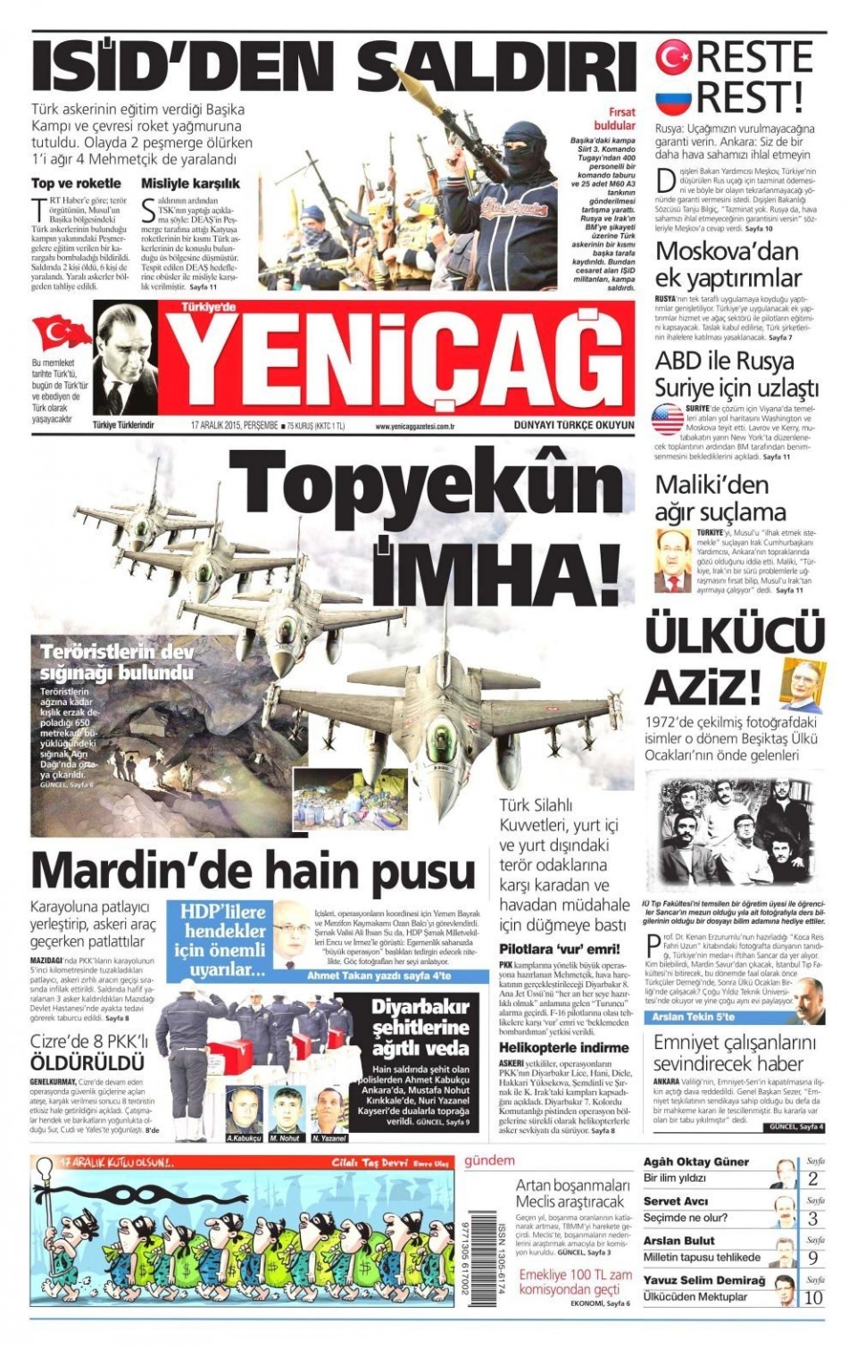 17 Aralık 2015 gazete manşetleri 24