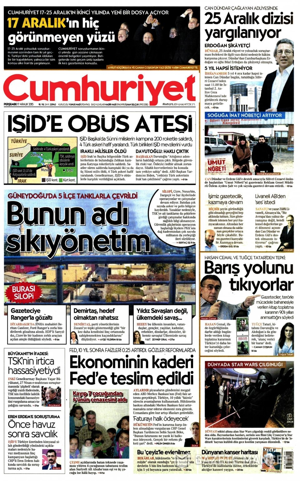 17 Aralık 2015 gazete manşetleri 3