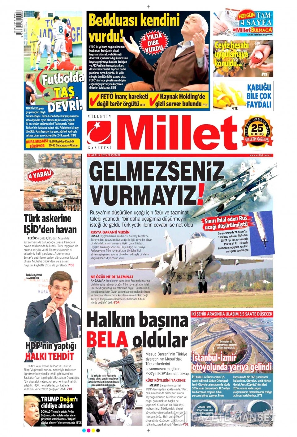 17 Aralık 2015 gazete manşetleri 8