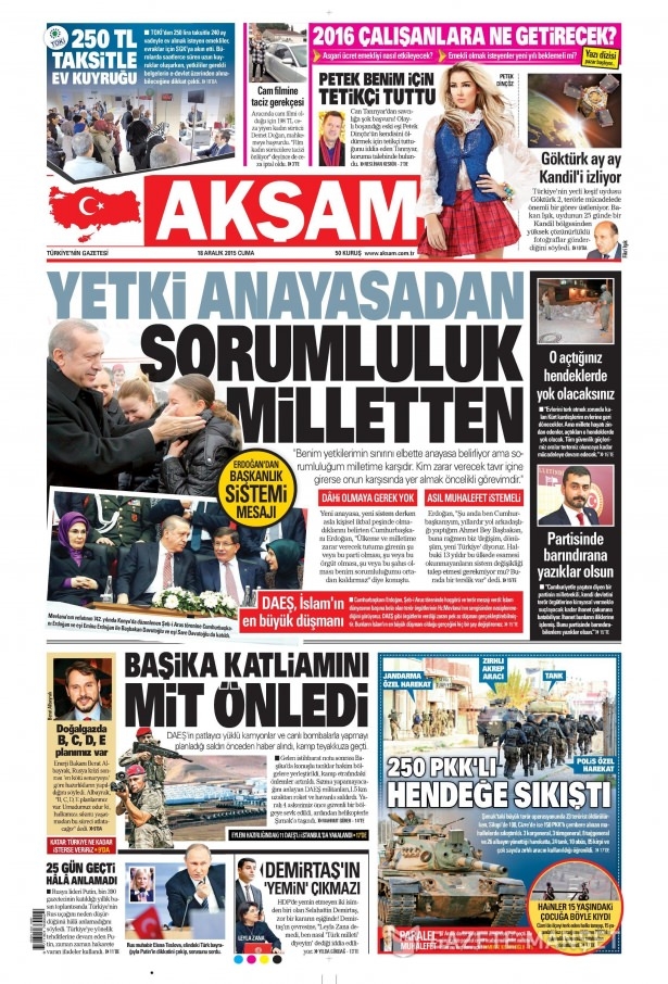 18 Aralık 2015 gazete manşetleri 1