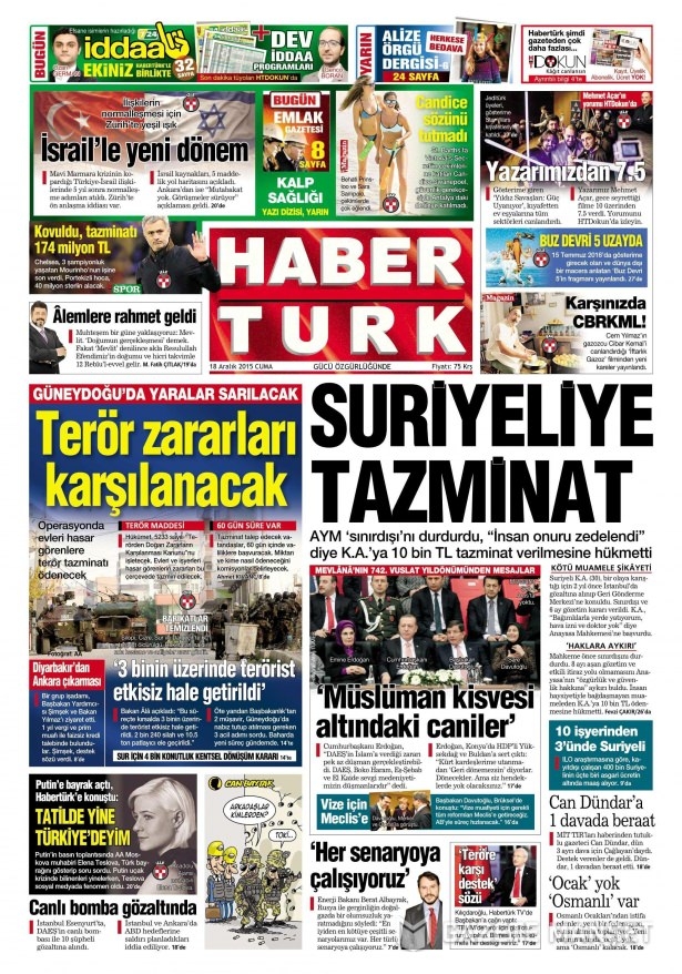 18 Aralık 2015 gazete manşetleri 10