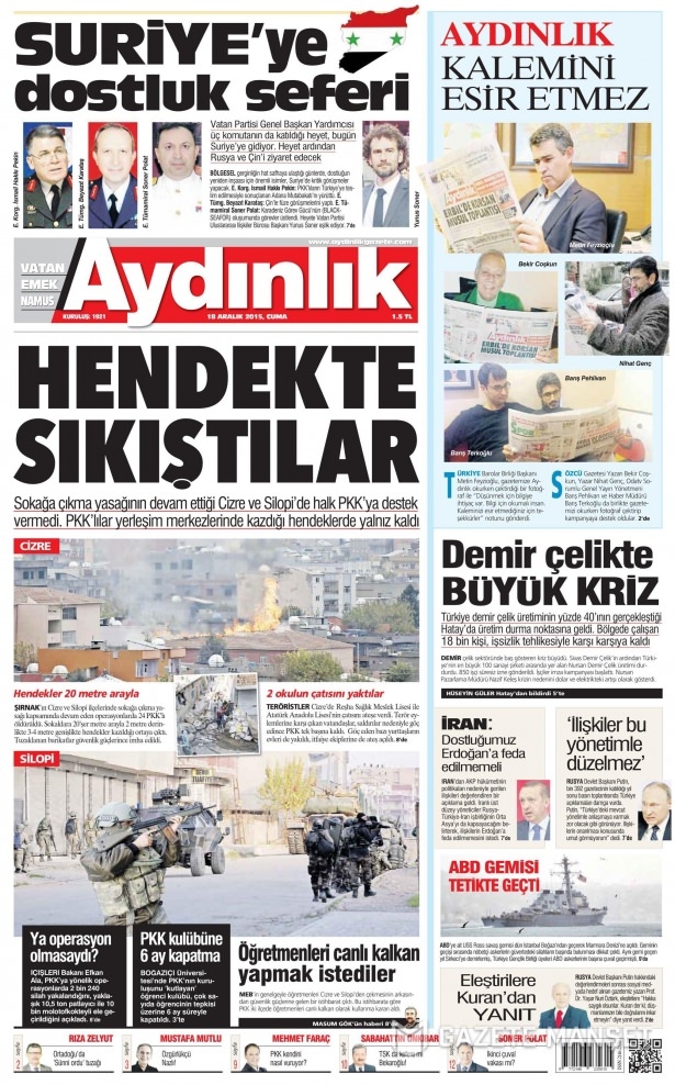 18 Aralık 2015 gazete manşetleri 3