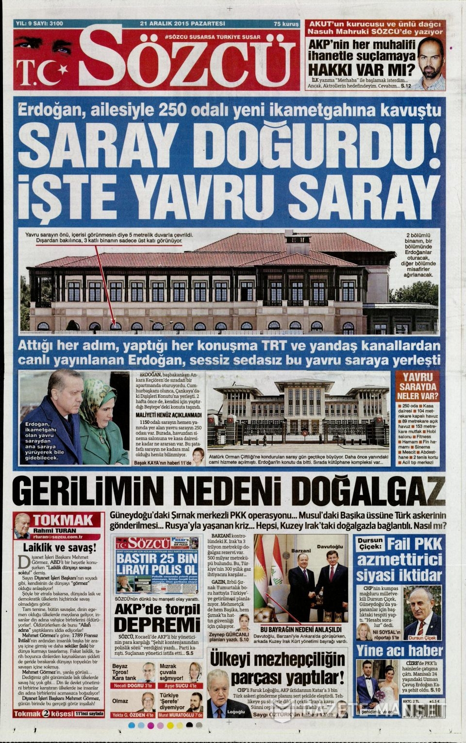 21 Aralık 2015 gazete manşetleri 12