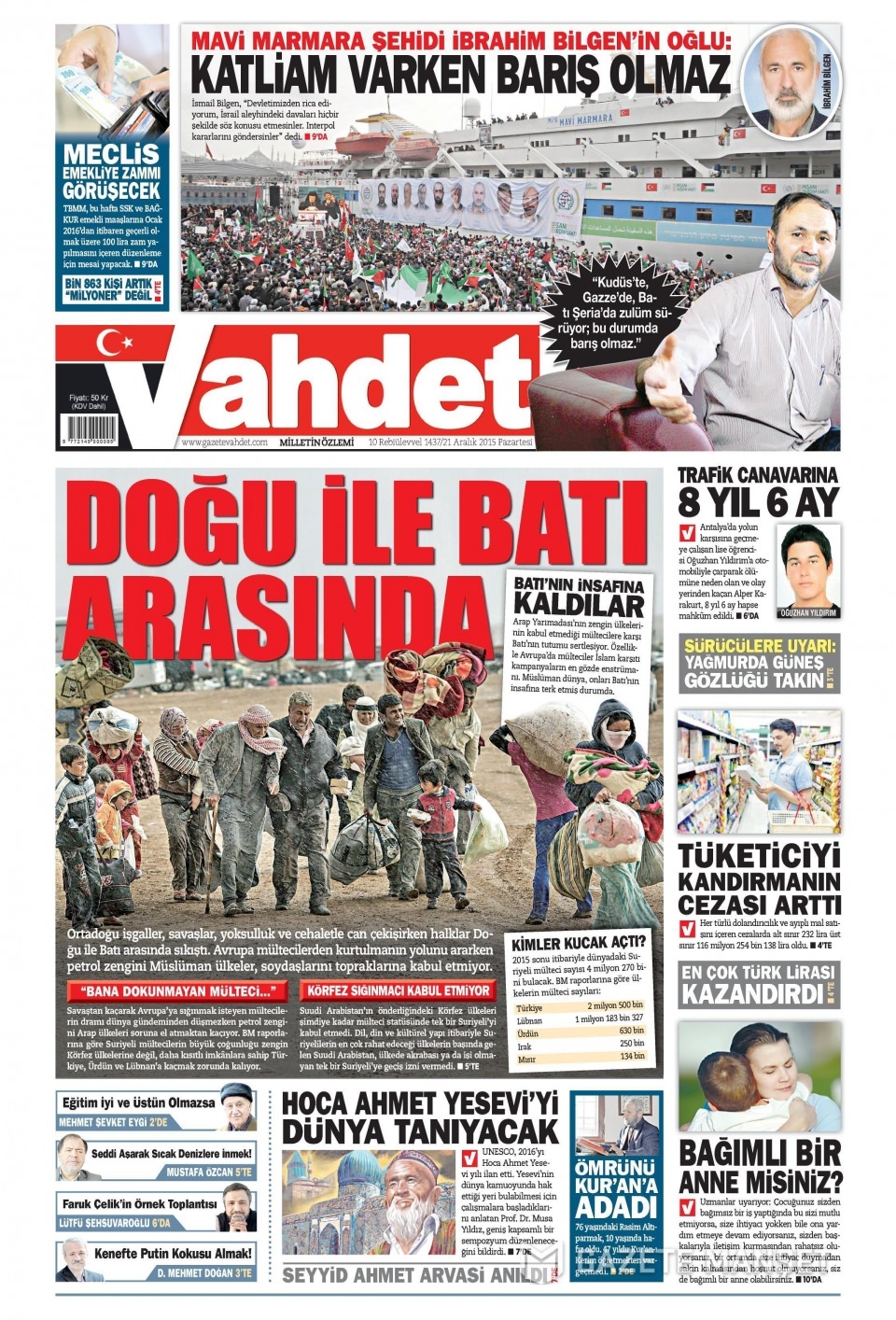 21 Aralık 2015 gazete manşetleri 19