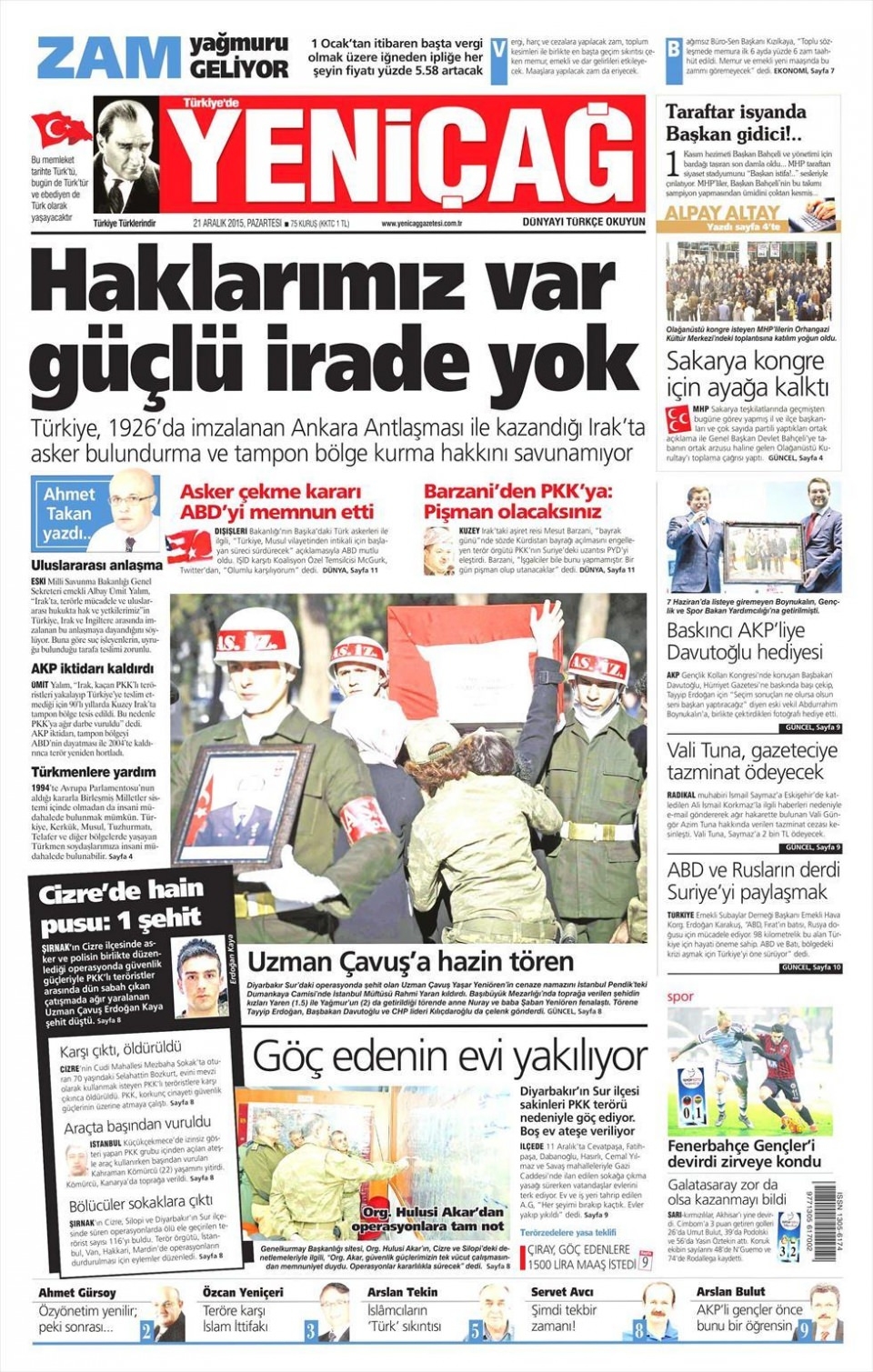 21 Aralık 2015 gazete manşetleri 23