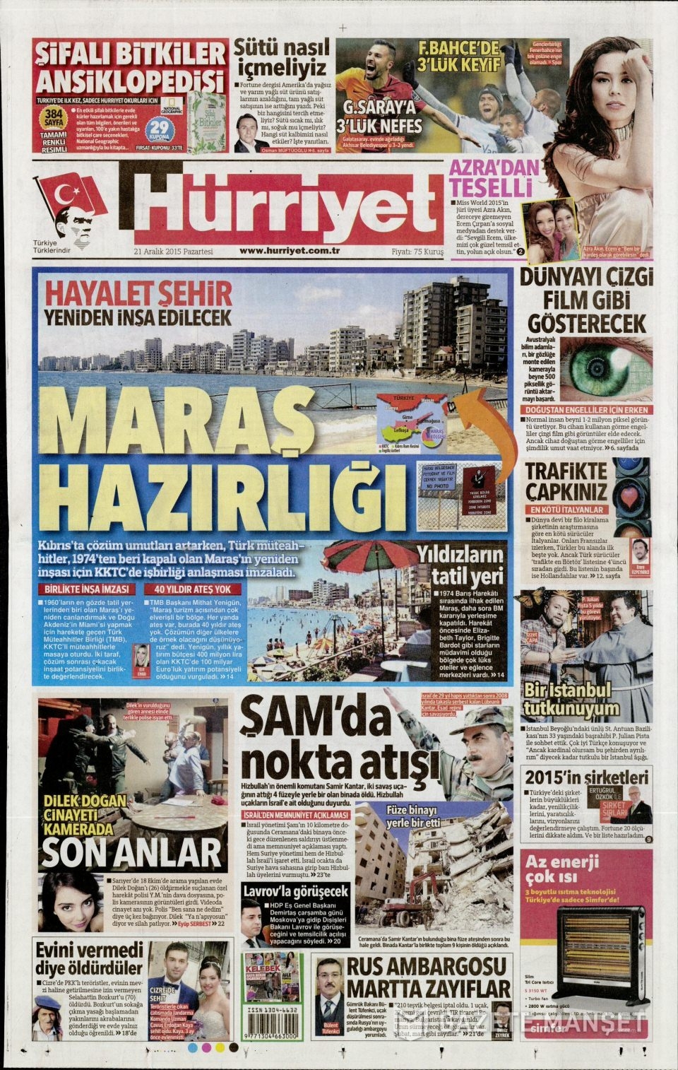 21 Aralık 2015 gazete manşetleri 6