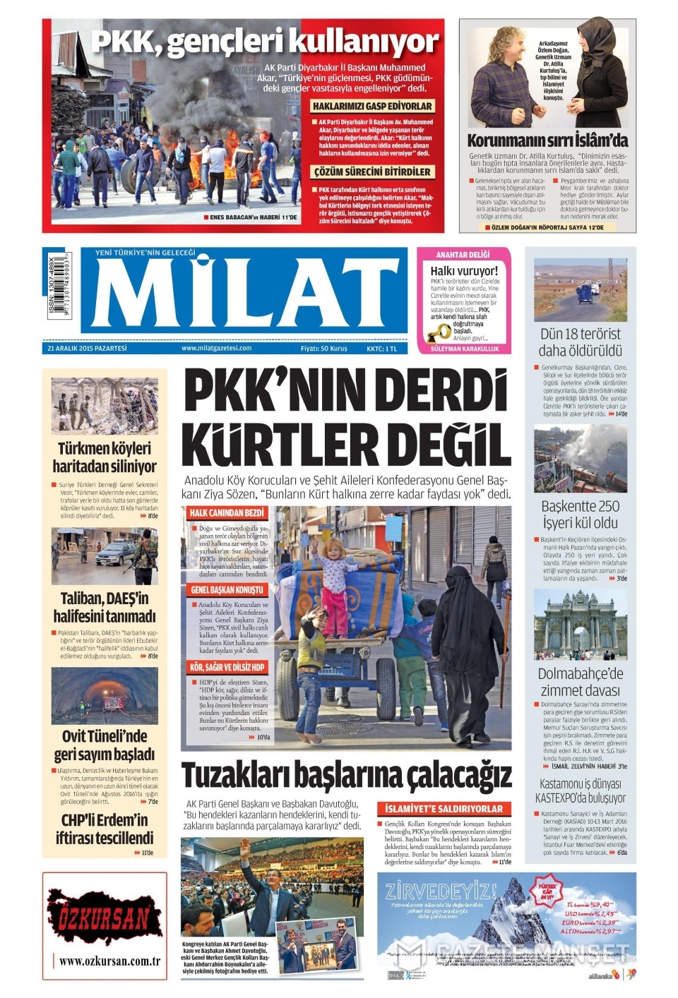 21 Aralık 2015 gazete manşetleri 7