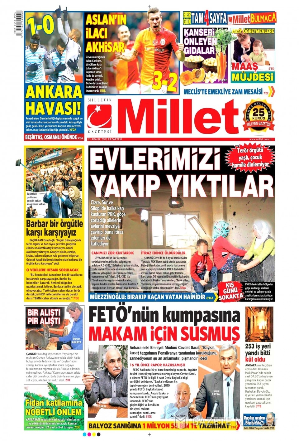 21 Aralık 2015 gazete manşetleri 8