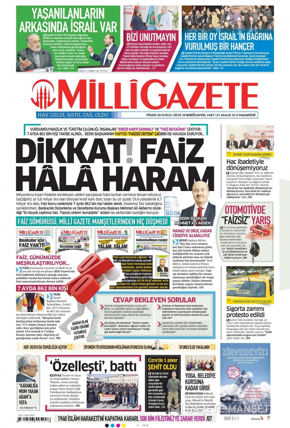 21 Aralık 2015 gazete manşetleri 9