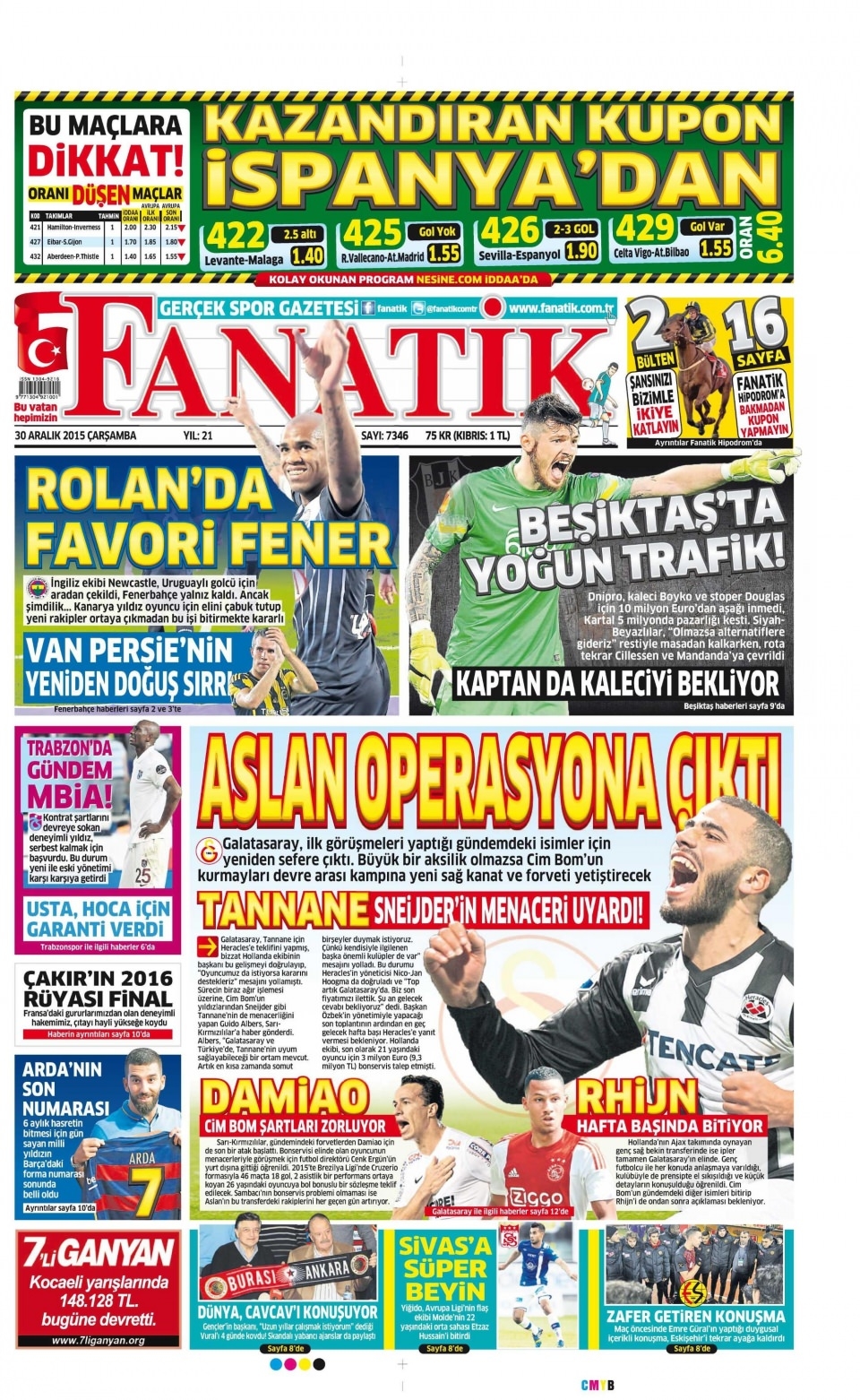 30 Aralık 2015 gazete manşetleri 10