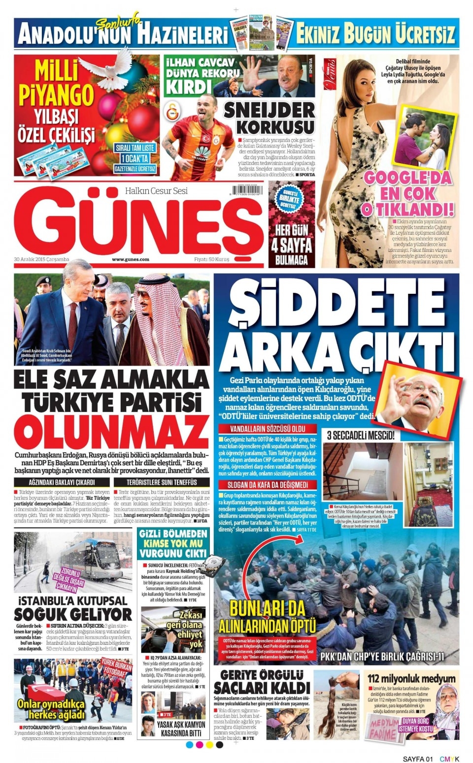 30 Aralık 2015 gazete manşetleri 12