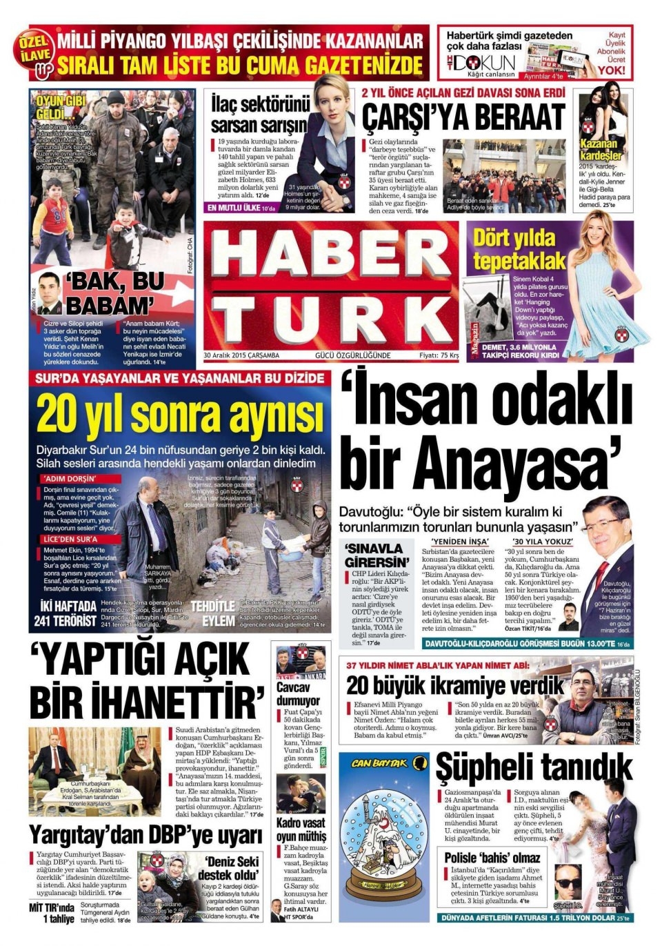 30 Aralık 2015 gazete manşetleri 13