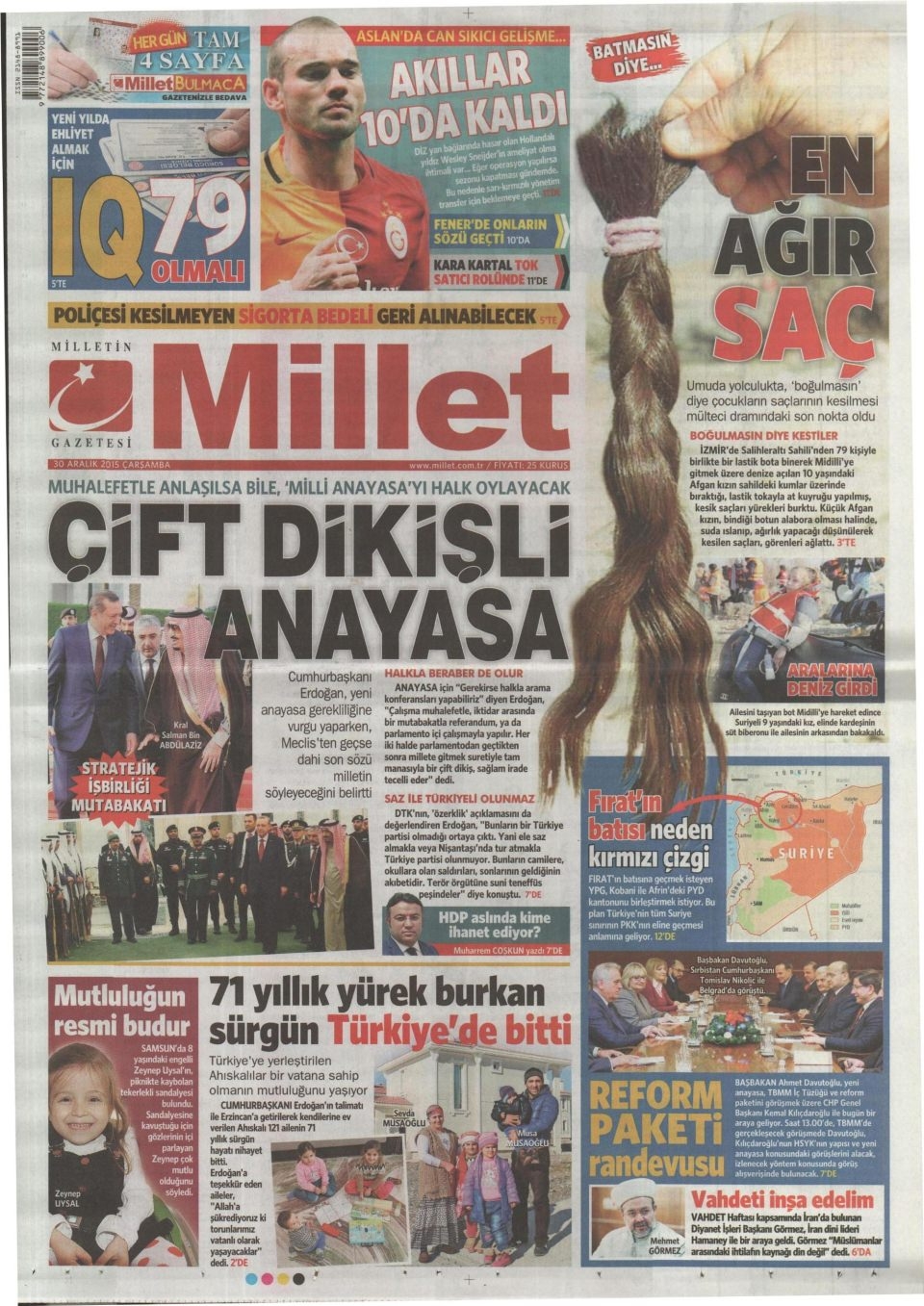30 Aralık 2015 gazete manşetleri 17
