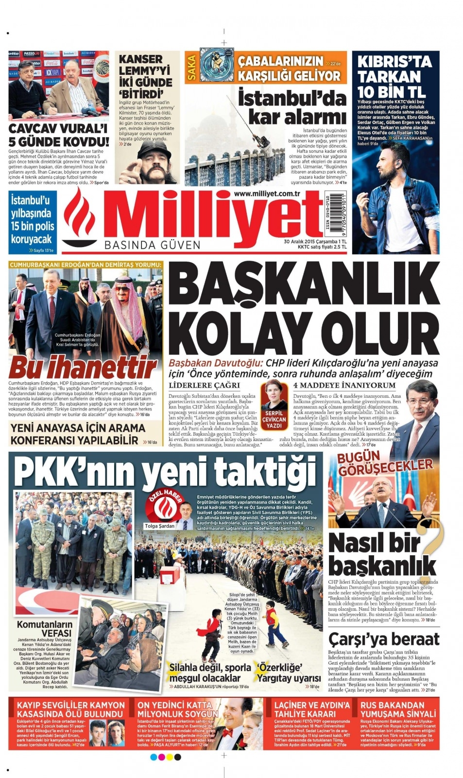 30 Aralık 2015 gazete manşetleri 19