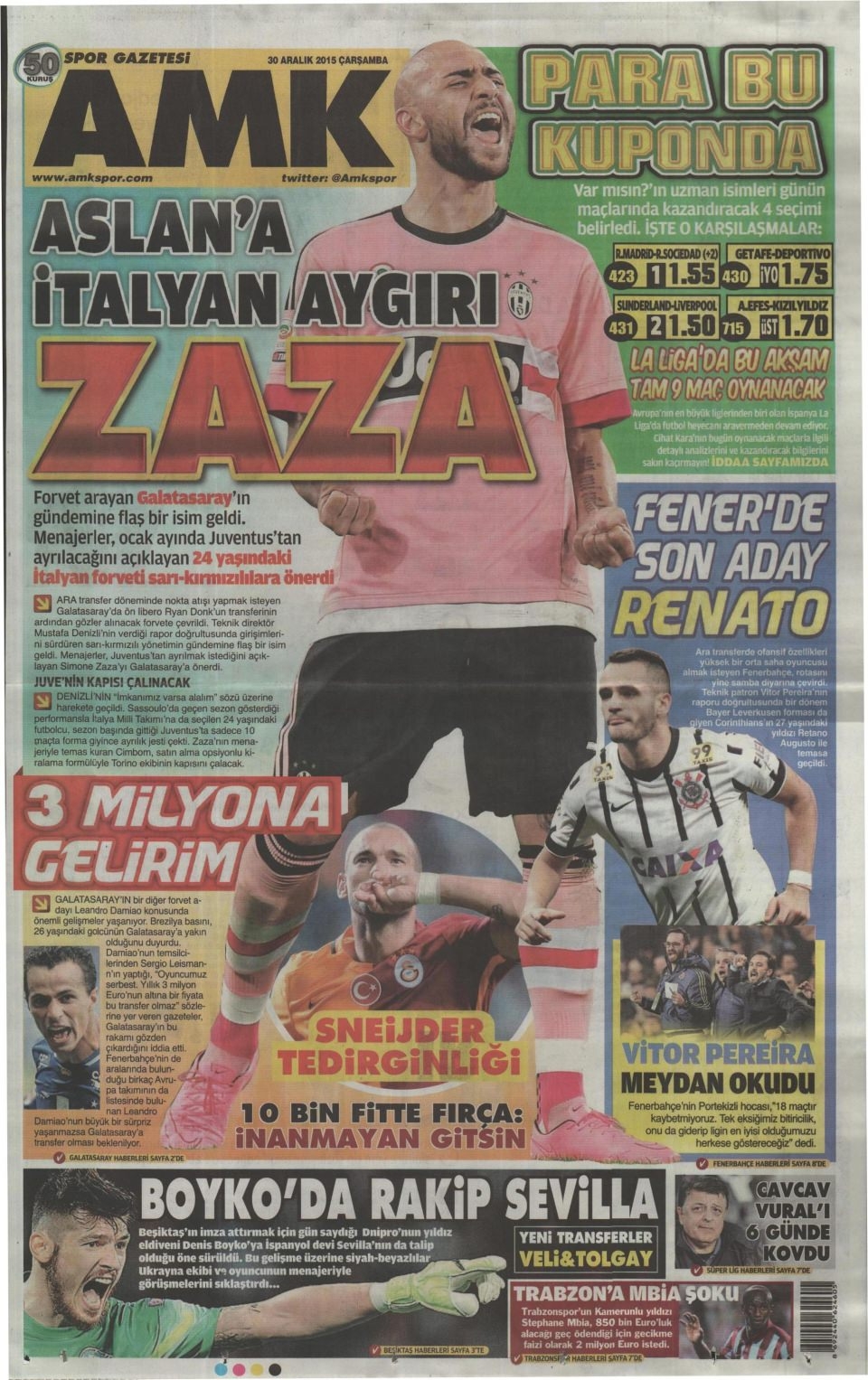 30 Aralık 2015 gazete manşetleri 2