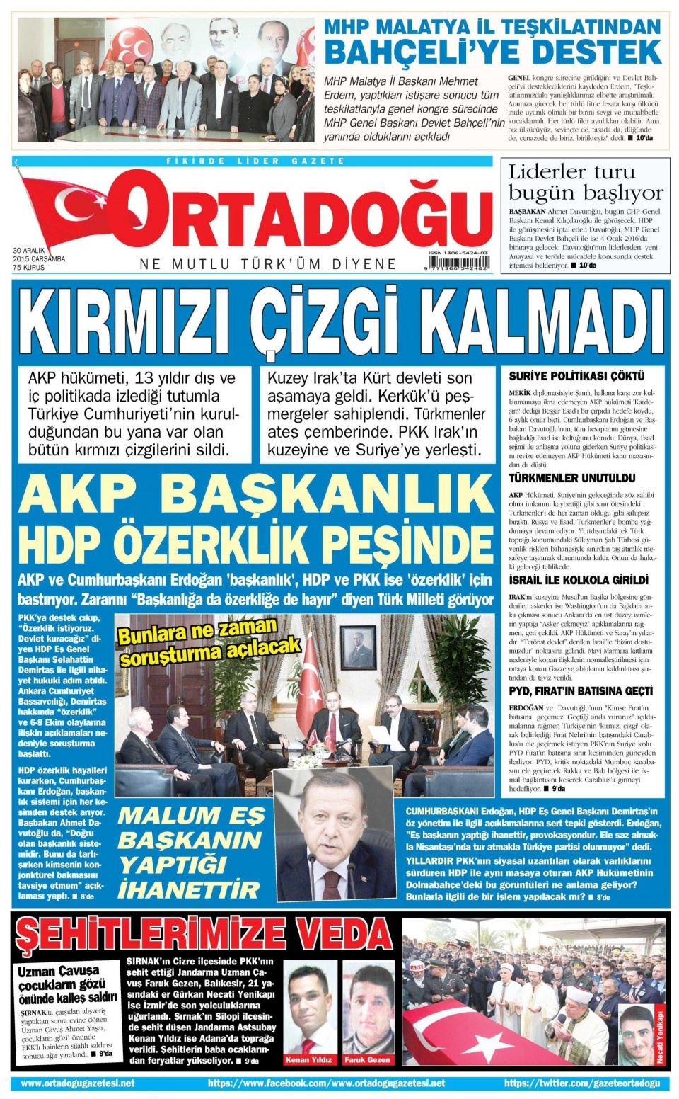 30 Aralık 2015 gazete manşetleri 20