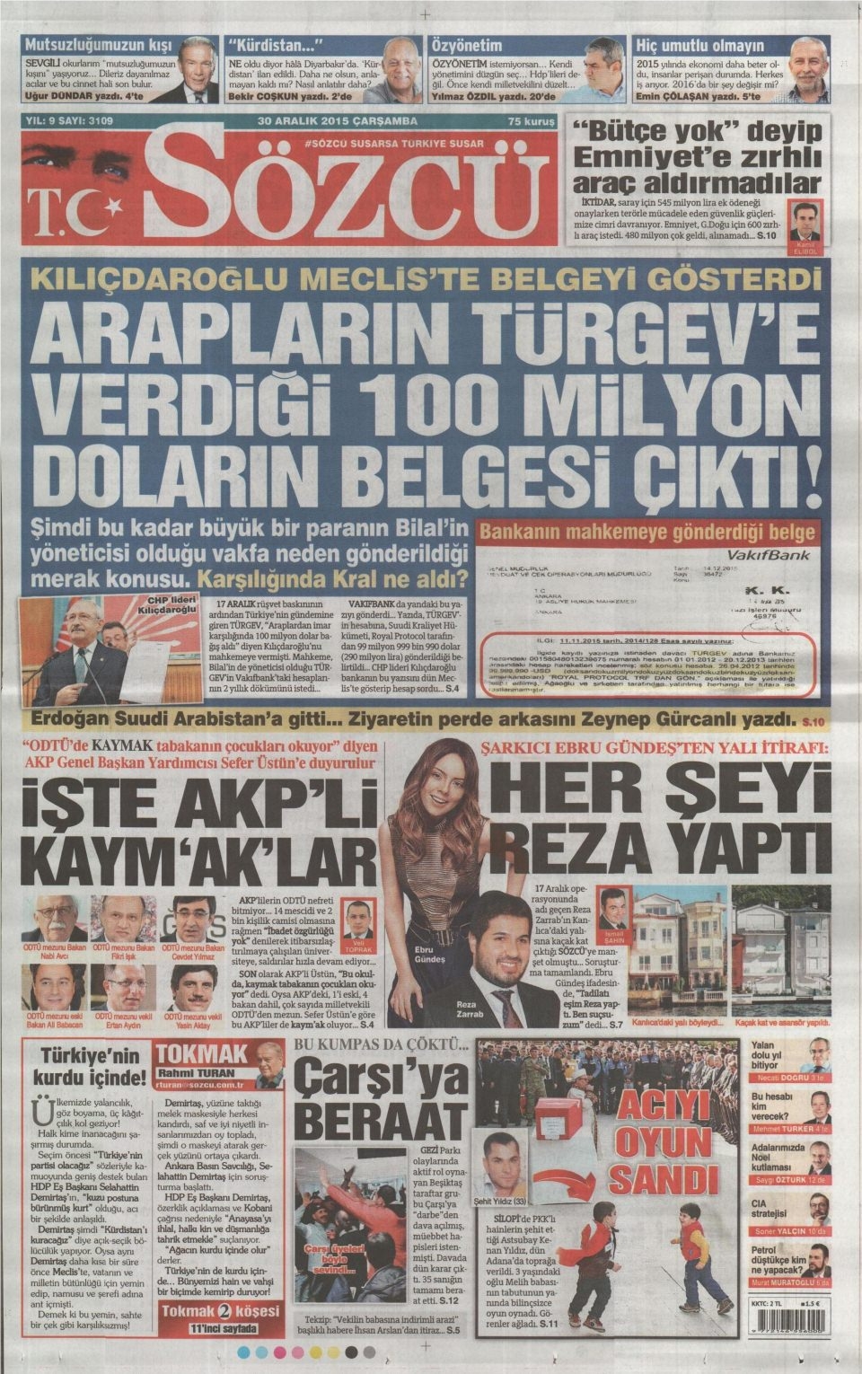 30 Aralık 2015 gazete manşetleri 24