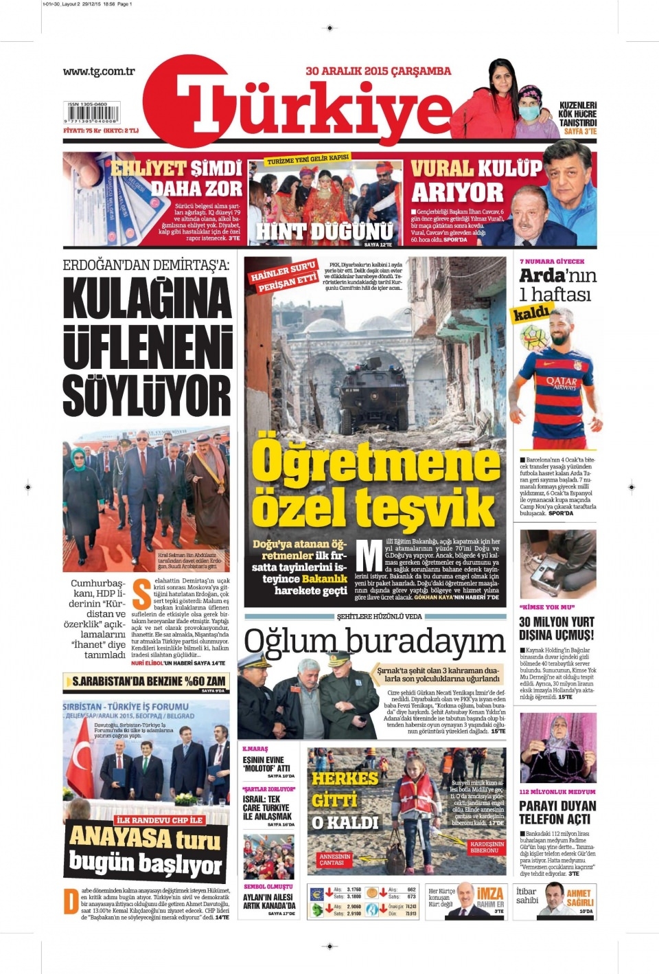 30 Aralık 2015 gazete manşetleri 28