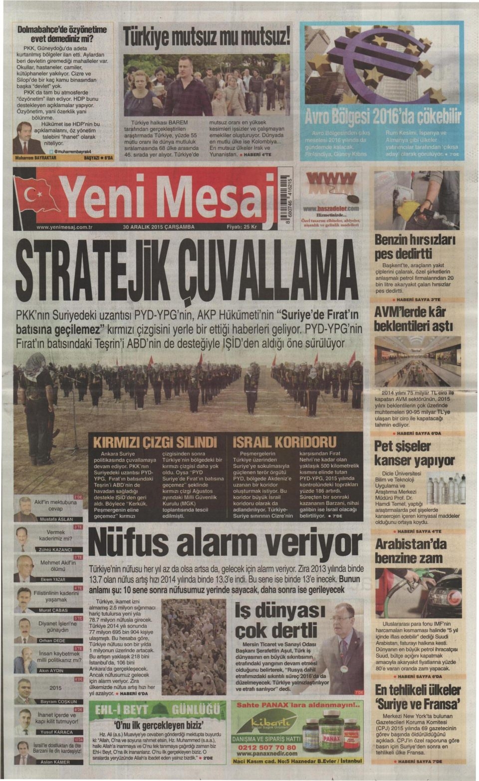 30 Aralık 2015 gazete manşetleri 33