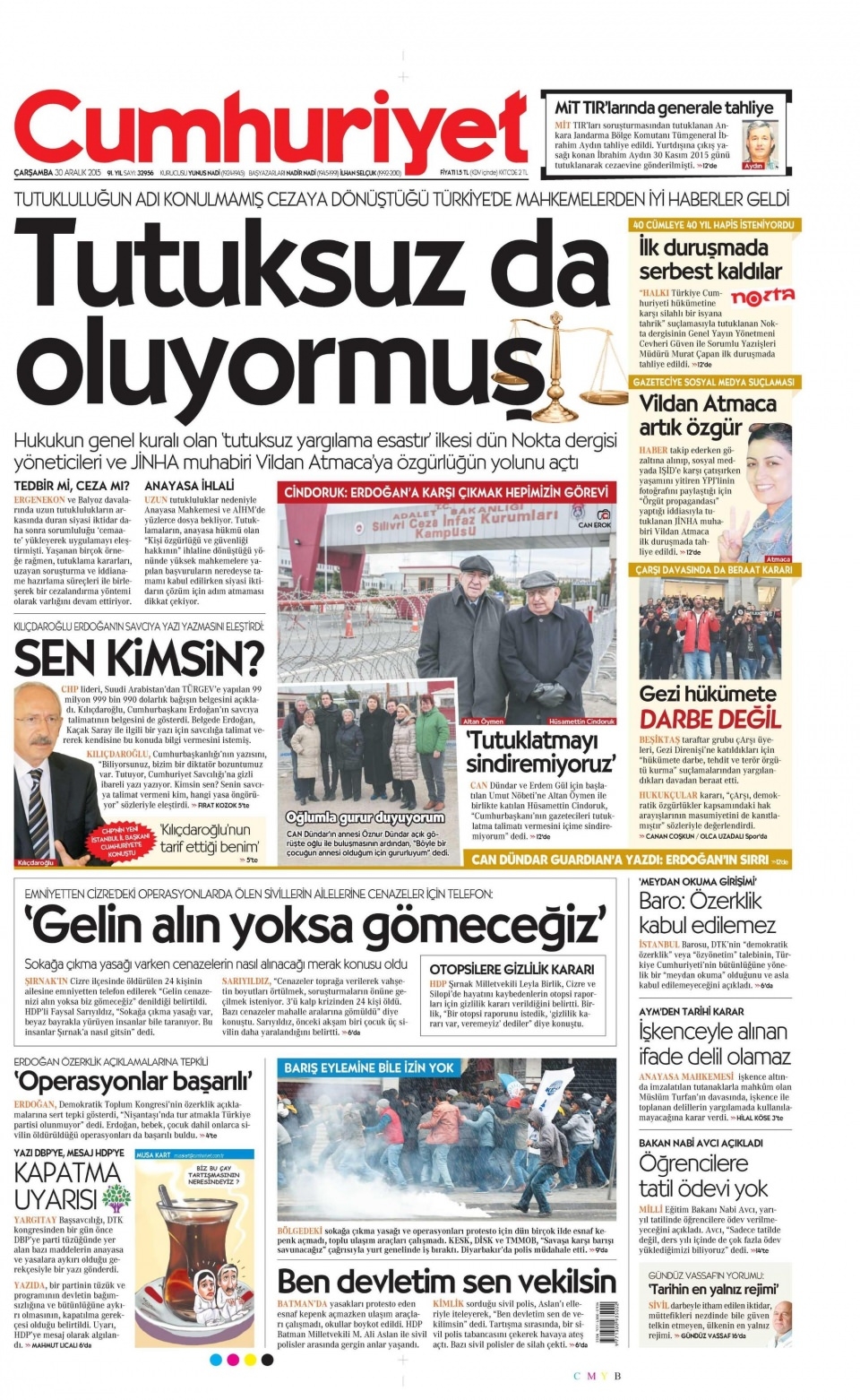 30 Aralık 2015 gazete manşetleri 6