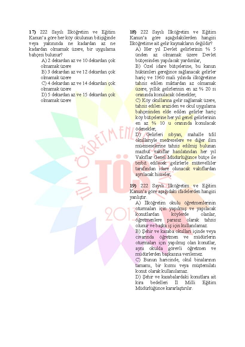 Müdür Yardımcılığı Sınavı Soru Bankası - 222 sayılı kanun 3